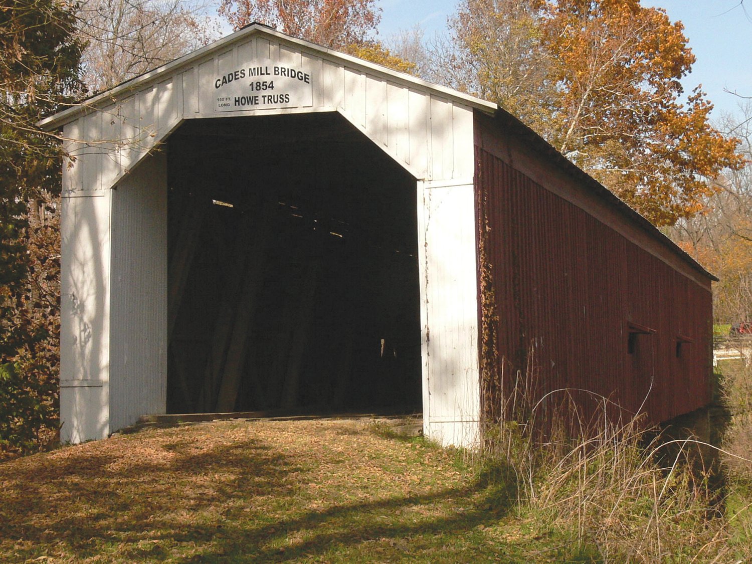 The Cades Mill Covered Bridge, outside of Veedersburg, is the oldest covered bridge in Indiana.